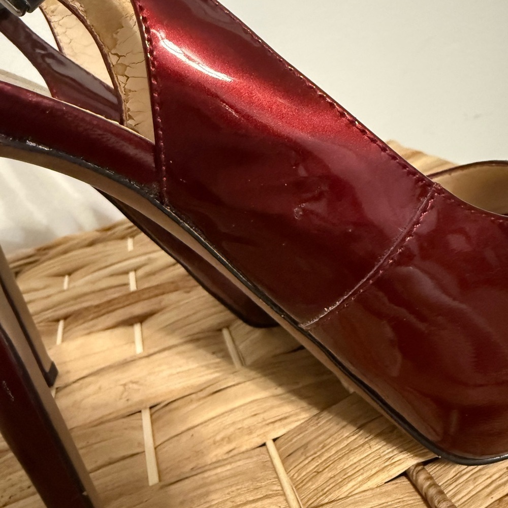 Boutique 9 Red Slingback Heels with Peep-Toe and Stiletto - Picture 4 of 8